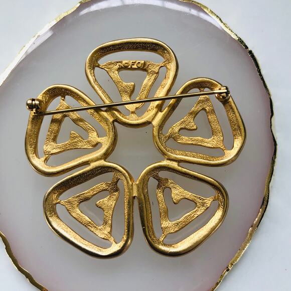 Vintage Gold Plate Brooch FO Fernando Original Brooch Pin - Picture 4 of 8
